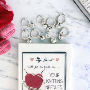 Love in stitches, Valentine's themed stitch marker trio pack