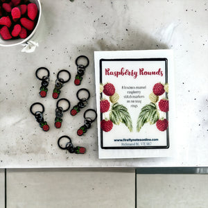 Raspberry stitch markers for knitting, Custom Firefly Notes Stitch markers