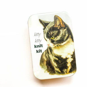 Cat stitch marker tin, cat knit kit (038)
