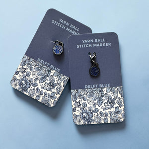Delft Blue Yarn Ball Stitch Marker single – Enamel Knitting Marker
