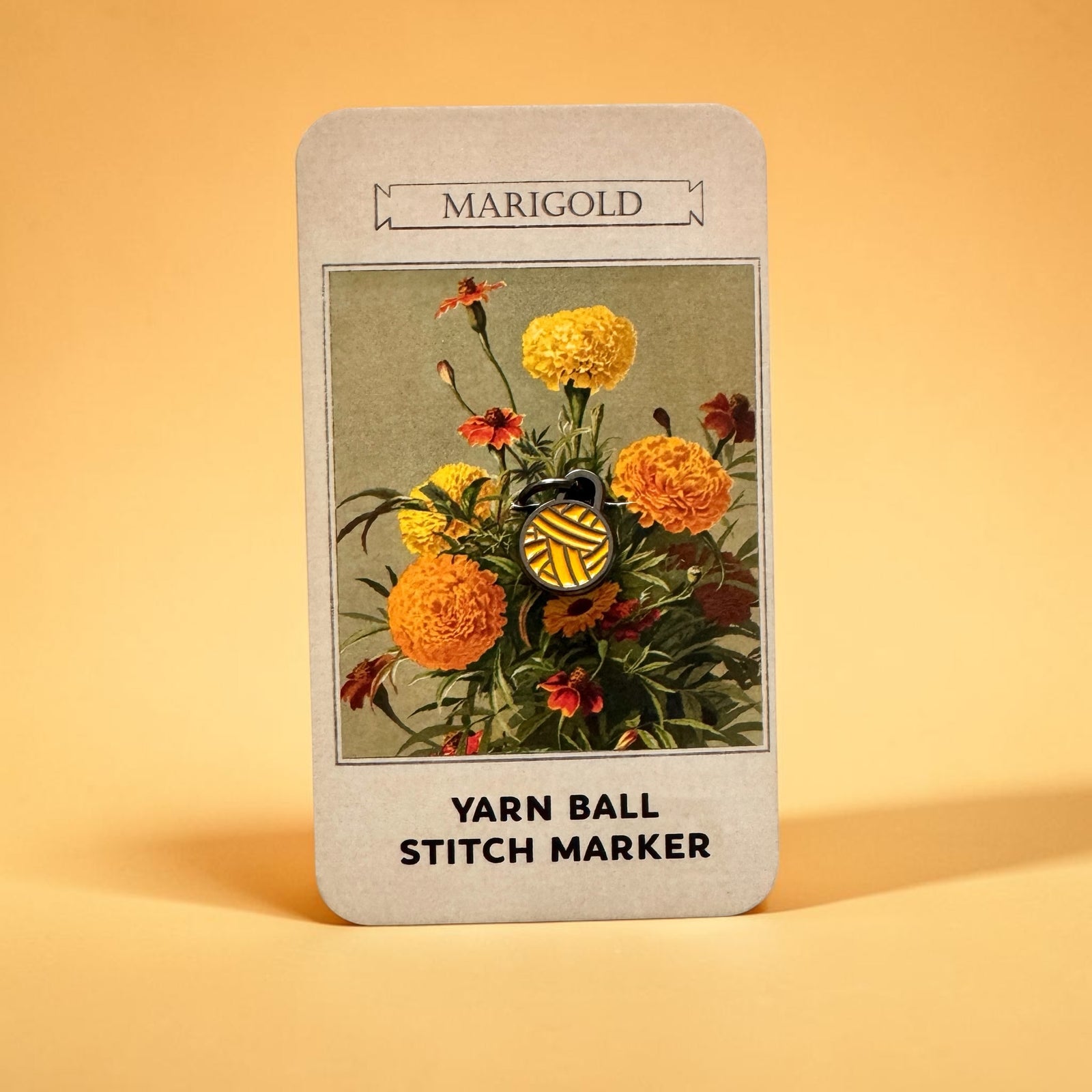 Marigold Yarn Ball Stitch Marker single– Enamel Knitting Marker