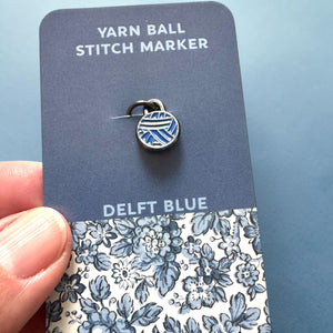 Delft Blue Yarn Ball Stitch Marker single – Enamel Knitting Marker