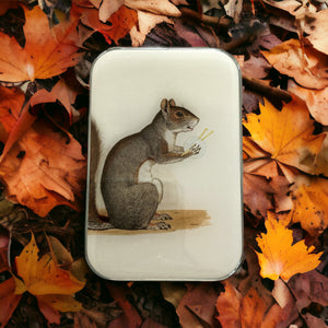 Yarn squirrel tin