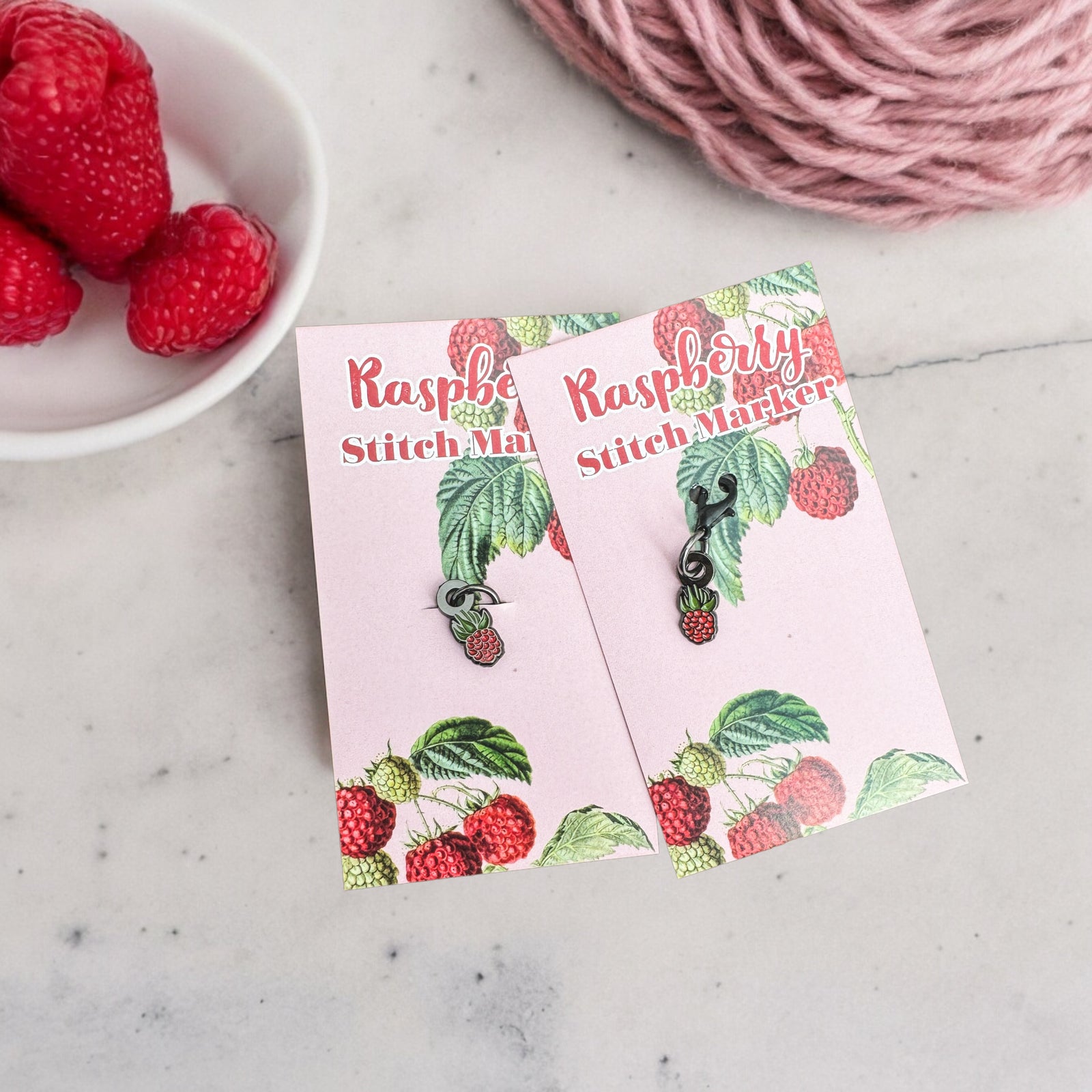 Raspberry single stitch markers or progress keepers