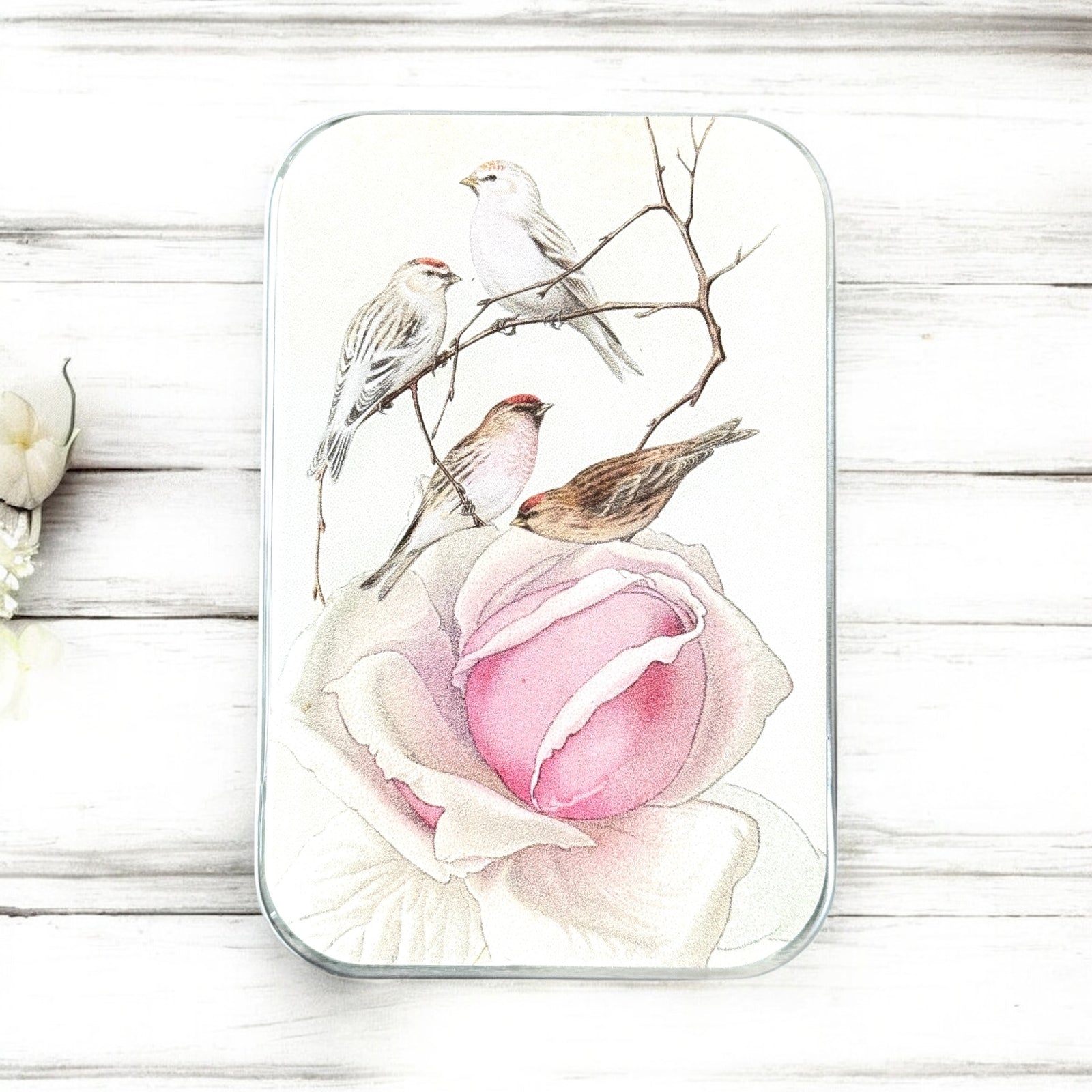 Vintage Rose & Birds Notions Tin – 2 sizes