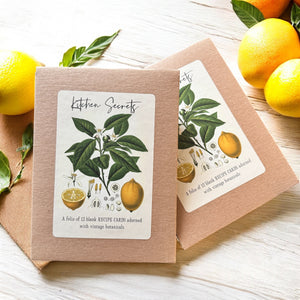 Botanical Recipe Card Set — 12 Blank Cards + Banana Bread Recipe