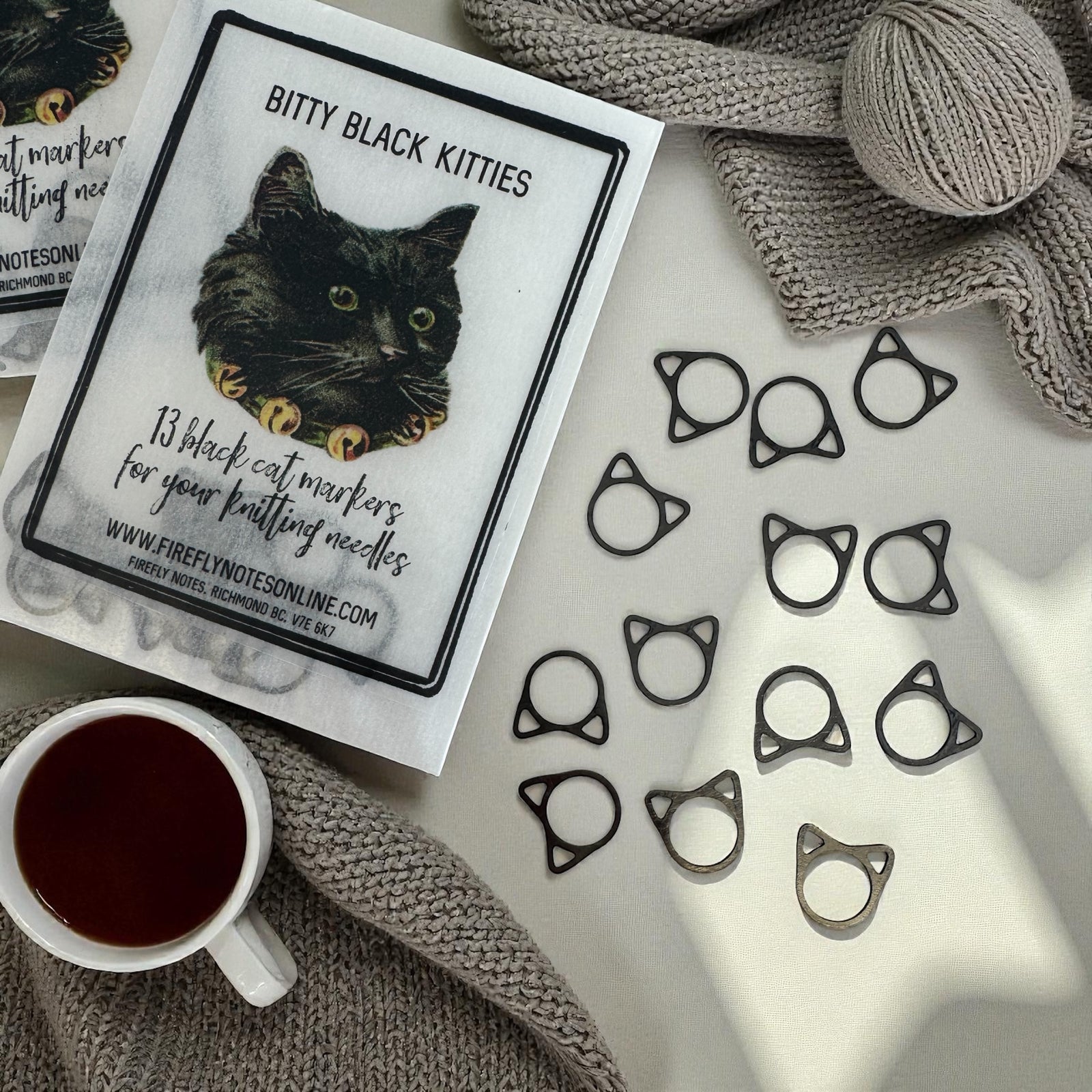 Bitty Black Kitties — Stitch Marker Pack (Set of 13)
