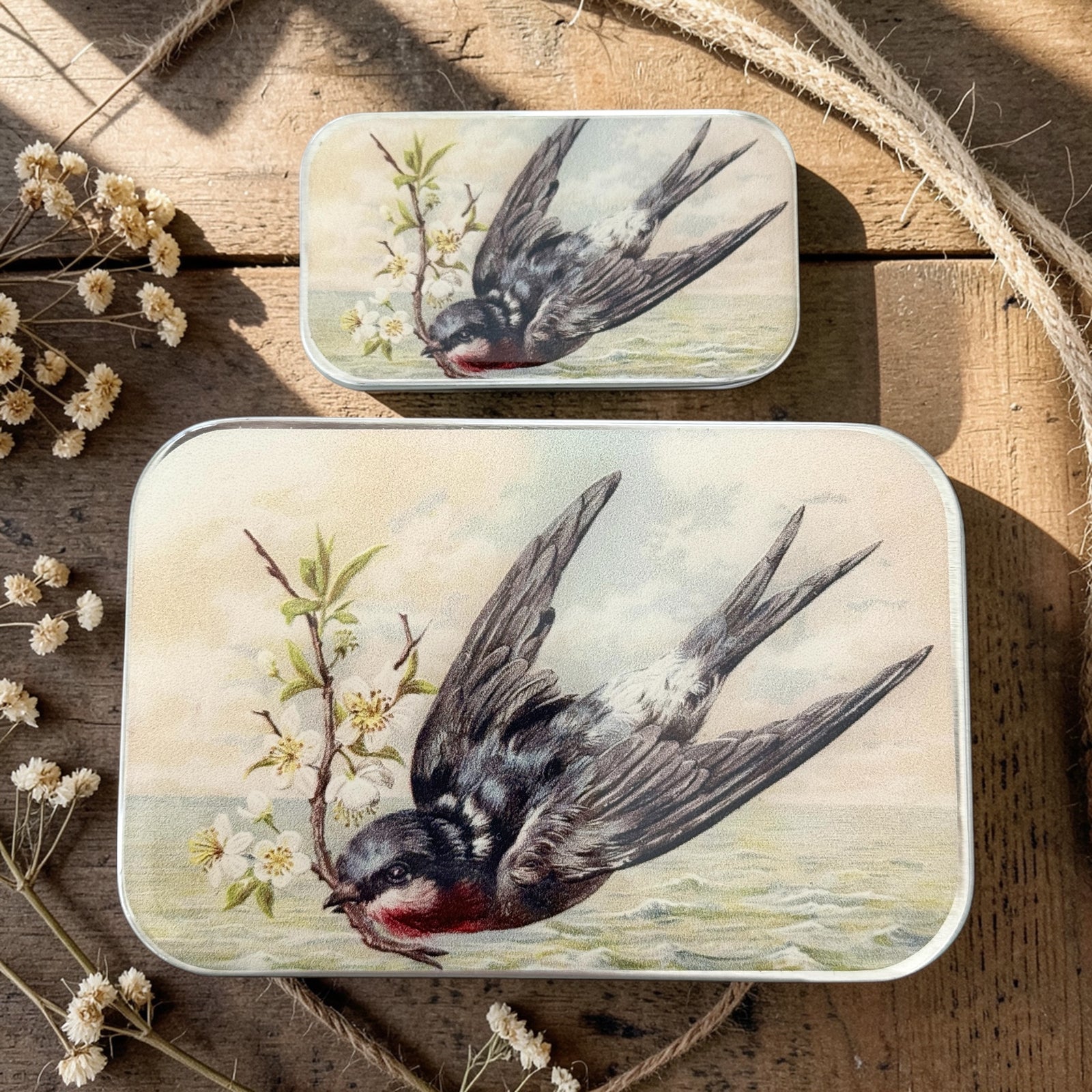 Spring Swallow Notions Tin