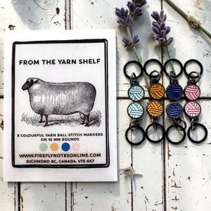 From the Yarn Shelf – Yarn Ball Stitch Marker Set (Set of 8) | Knitting Stitch Markers