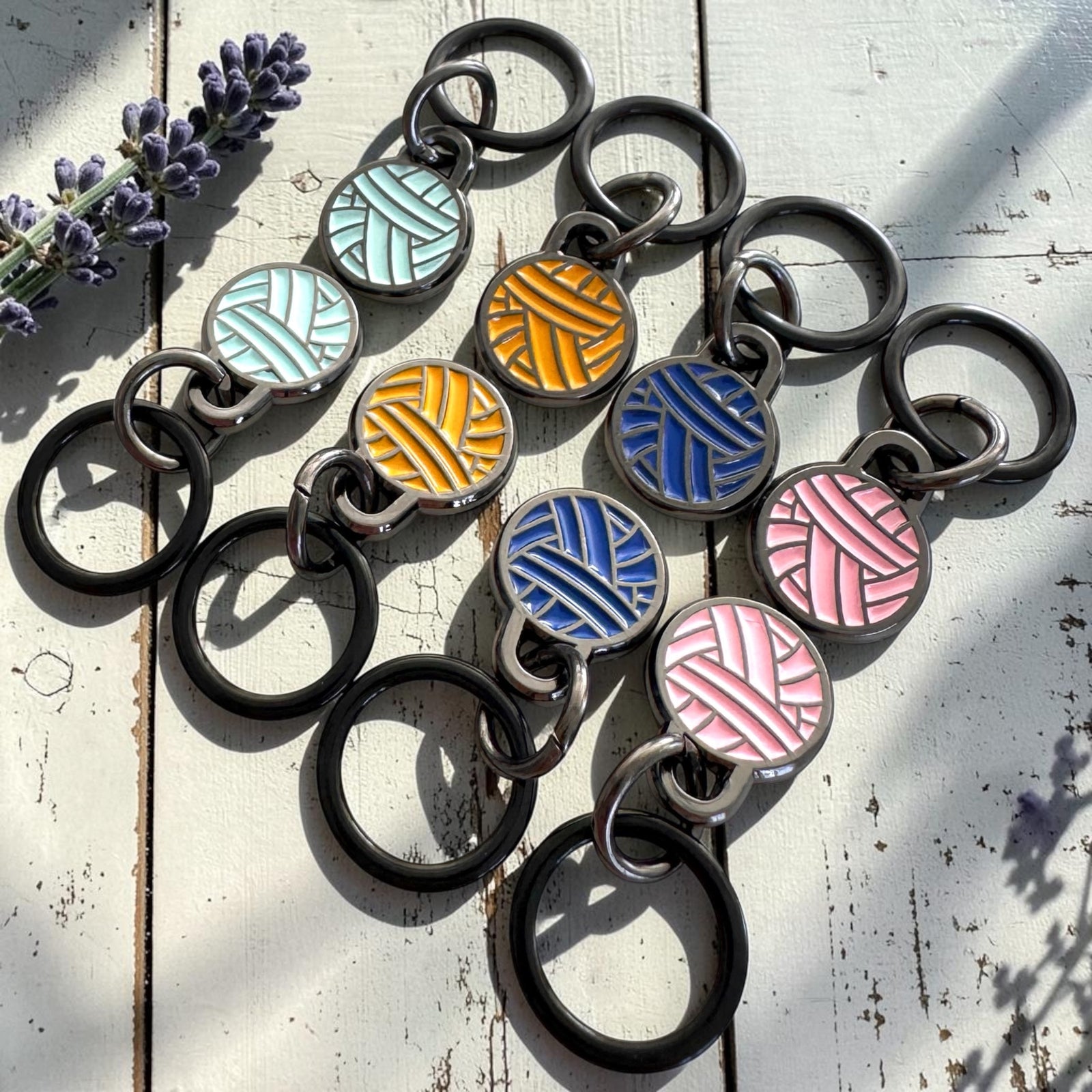 From the Yarn Shelf – Yarn Ball Stitch Marker Set (Set of 8) | Knitting Stitch Markers