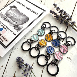 From the Yarn Shelf – Yarn Ball Stitch Marker Set (Set of 8) | Knitting Stitch Markers