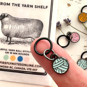 From the Yarn Shelf – Yarn Ball Stitch Marker Set (Set of 8) | Knitting Stitch Markers