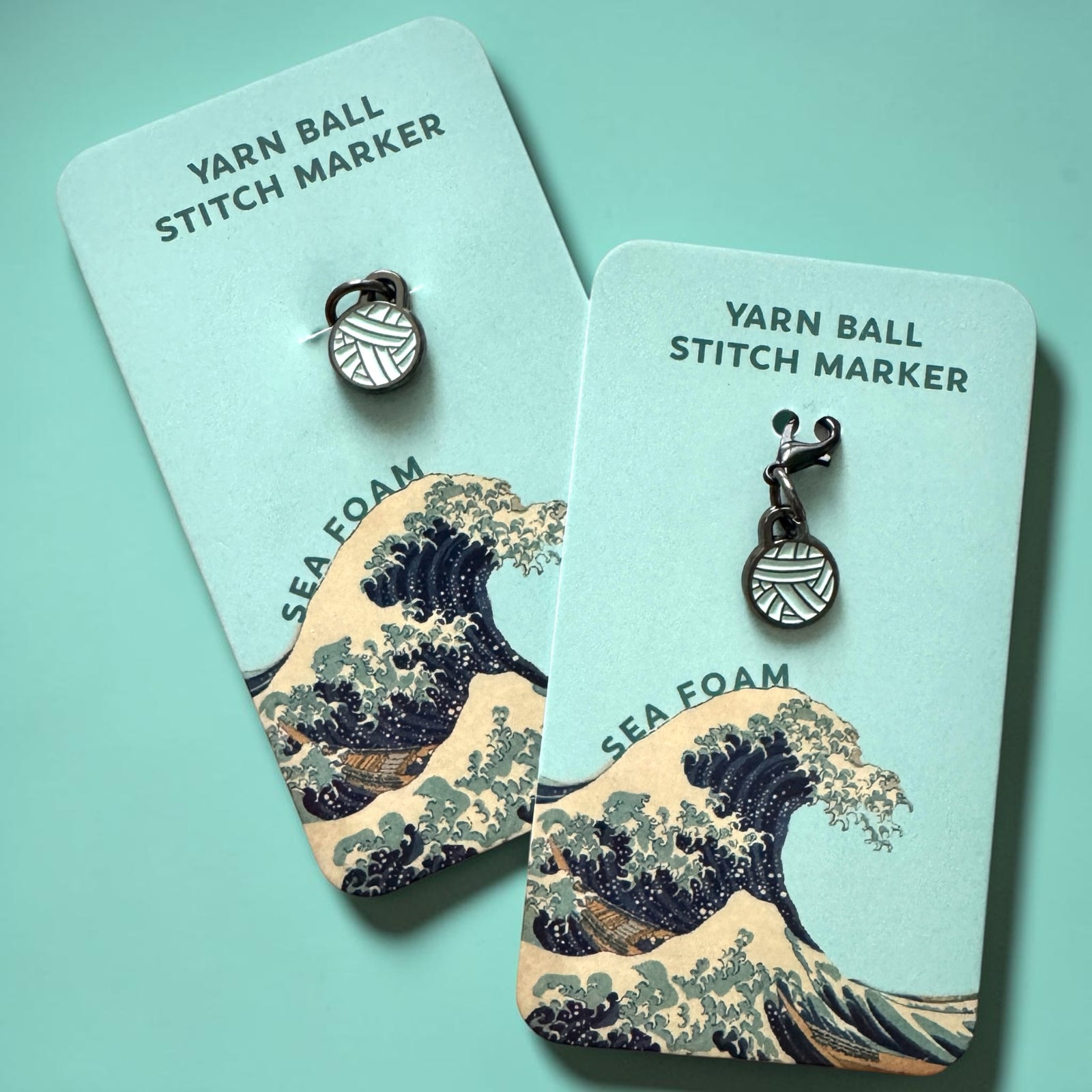 Seafoam Yarn Ball Stitch Marker single – Enamel Knitting Markers