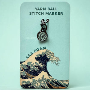 Seafoam Yarn Ball Stitch Marker single – Enamel Knitting Markers