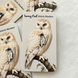 Snowy Owl Stitch Marker | Custom Enamel Knitting Stitch Marker or Removable Progress Keeper | Firefly Notes