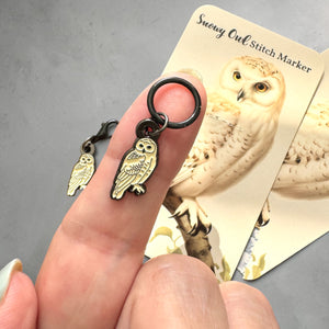 Snowy Owl Stitch Marker | Custom Enamel Knitting Stitch Marker or Removable Progress Keeper | Firefly Notes