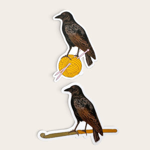 Crow Knitting & Crochet Vinyl Stickers
