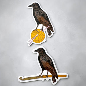 Crow Knitting & Crochet Vinyl Stickers