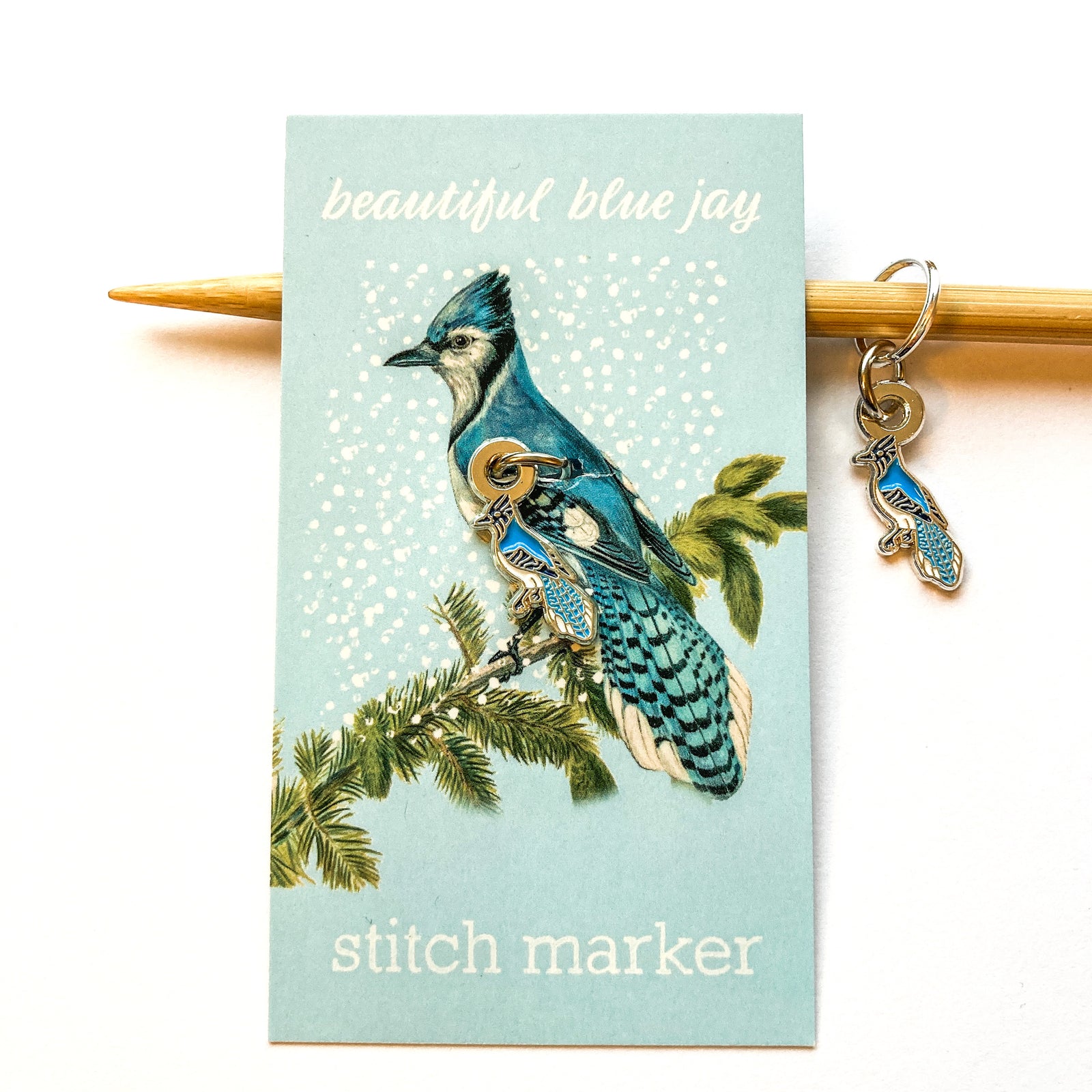 Winter single stitch marker, Custom Firefly Notes, progress keeper