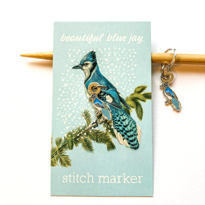 Blue Jay stitch marker or progress keeper