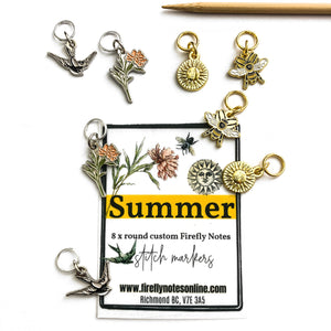 Summer stitch markers for knitting, Custom Firefly Notes Stitch markers