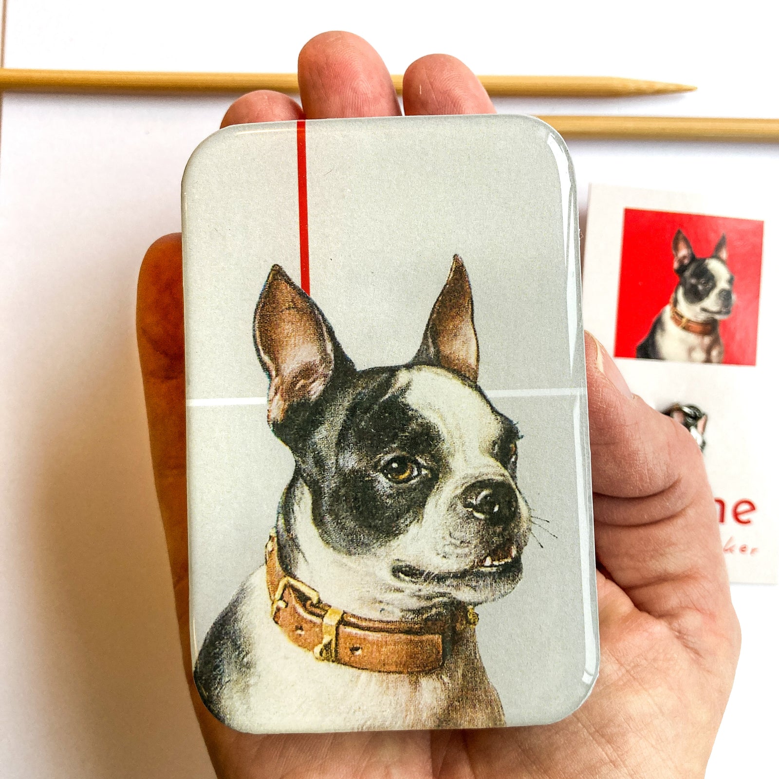 Boston Terrier notions tin