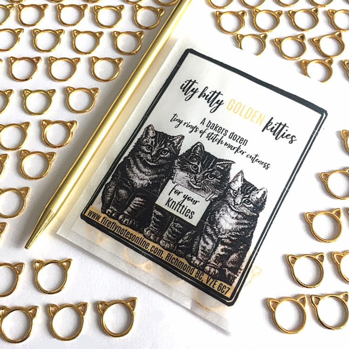 Cat stitch markers, small, med or large, multi colours, knitting gift, -  Firefly Notes, image size:1140x1140