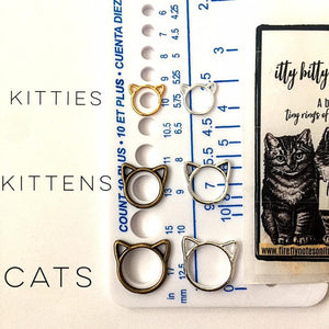 Cat stitch markers, small, med or large, multi colours, knitting gift, As seen in Vogue Knitting!