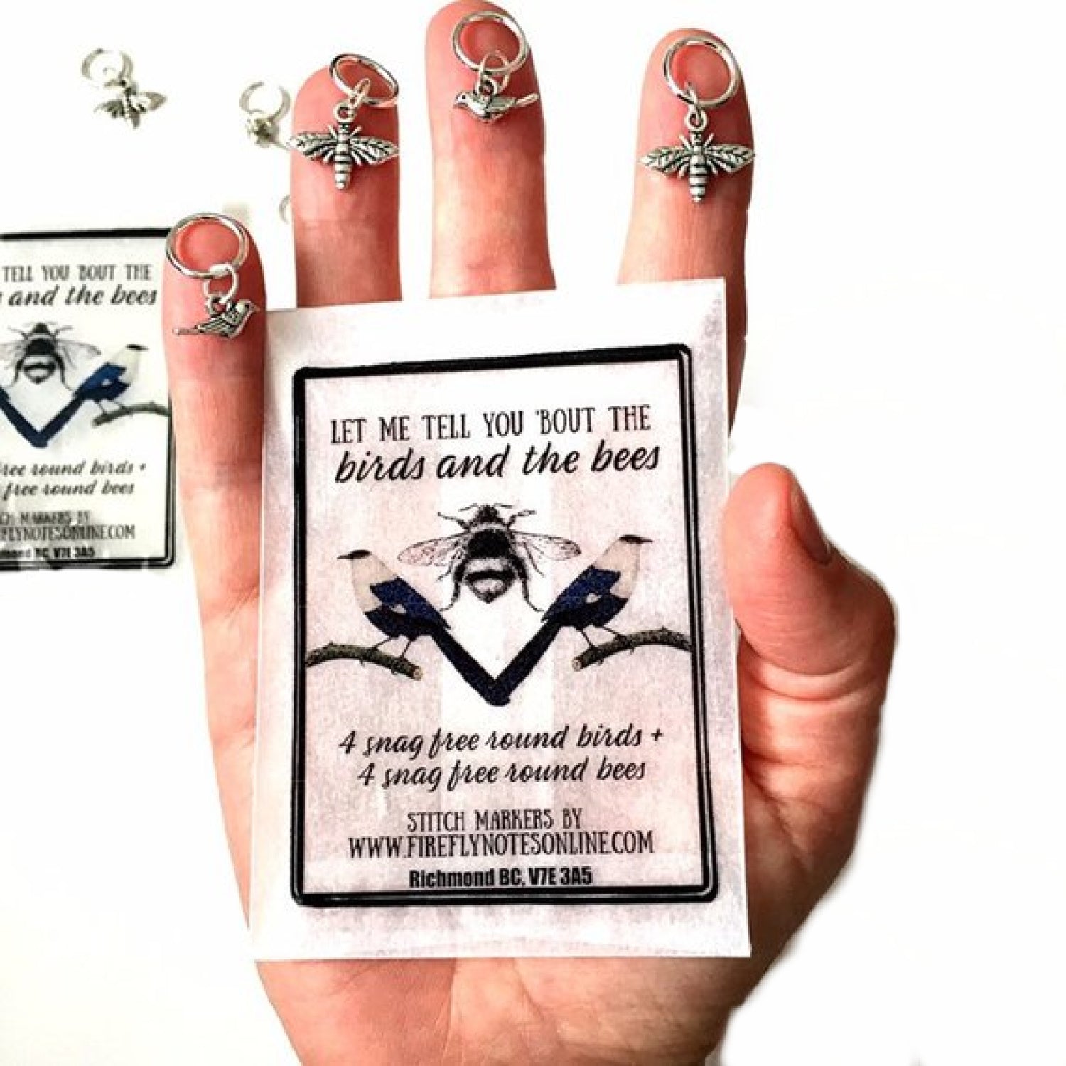 Birds and bees stitch marker pack