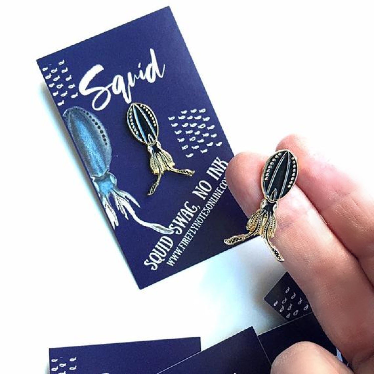 Squid enamel pin