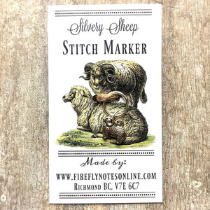 Silvery sheep stitch marker, 10 mm snag free or removable
