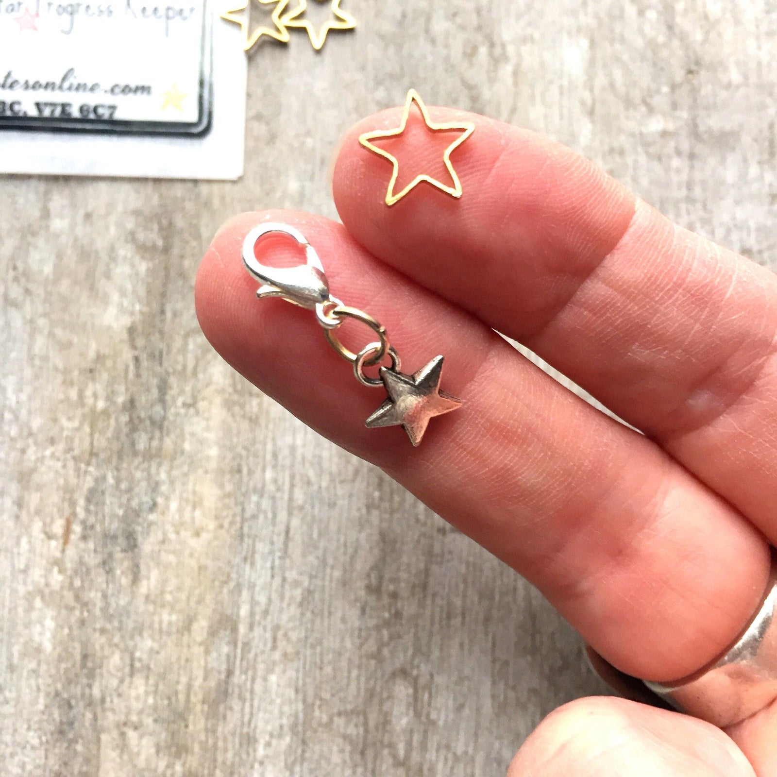 Stars stitch marker pack, tiny and lightweight