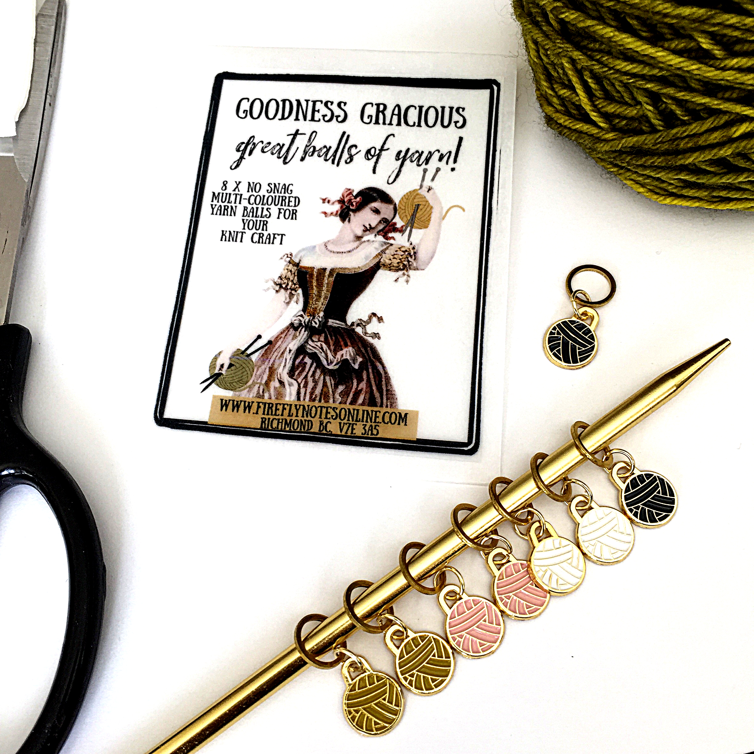 Stitch marker ~ Golden Pine Cone ~ Knitting notions, progress